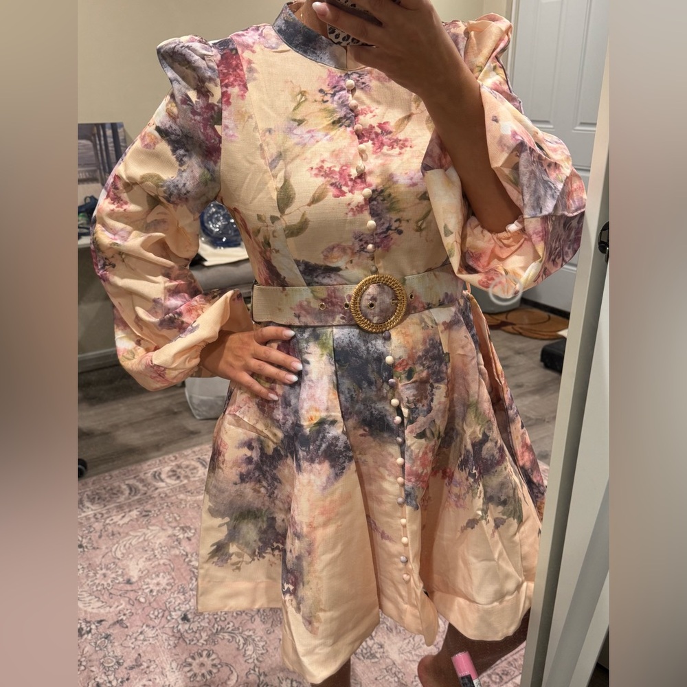 Ina Pastel Floral Long Sleeve Dress with Belt